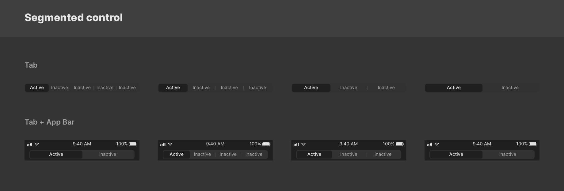 iOS Dark - segmented